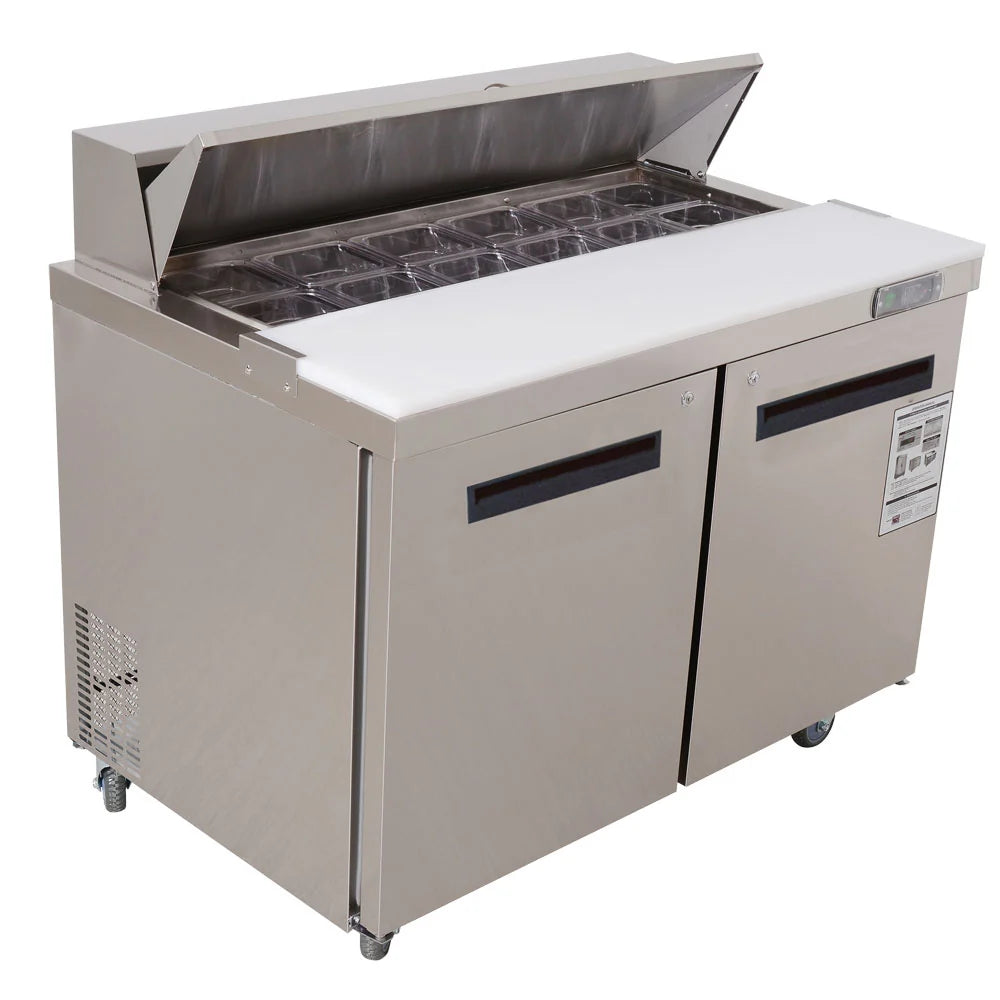 WESTLAKE WKSR-48BM 2 Solid Doors Standard Top Prep Table Refrigerator 33°F to 41°F