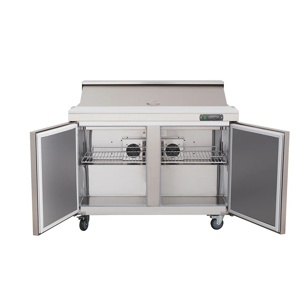 WESTLAKE WKSR-48BM 2 Solid Doors Standard Top Prep Table Refrigerator 33°F to 41°F