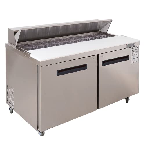 WESTLAKE WKSR-60B 16 Pans 2-Swing-Door Sandwich Prep Table Refrigerator 33°F to 41°F