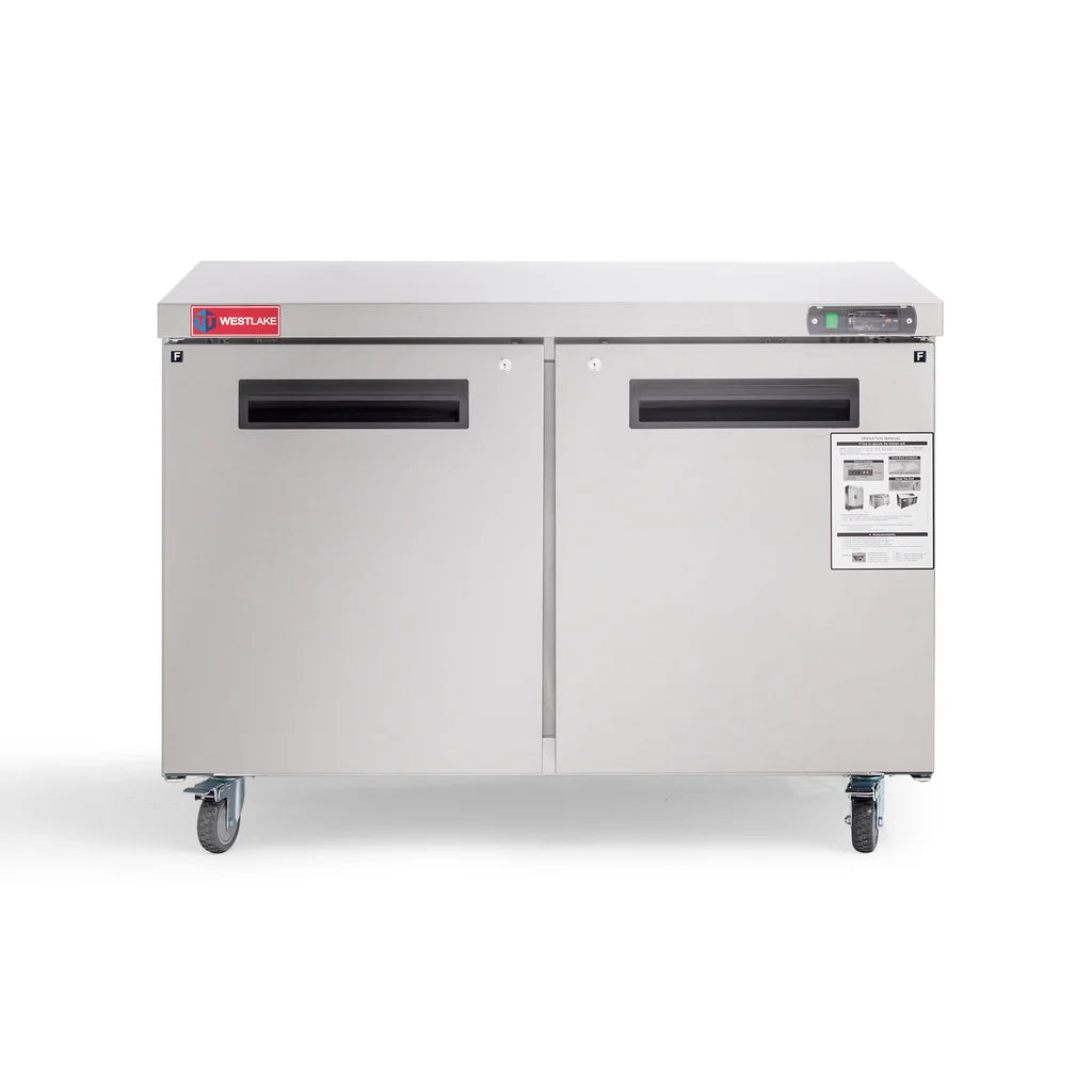WESTLAKE WKTF-48B 12 Cubic Feet 2-Solid-Door Undercounter Freezer -8°F to 0°F