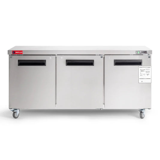 WESTLAKE WKTR-72B 17.7 Cubic Feet 3-Solid-Door Undercounter Refrigerator 33°F to 41°F
