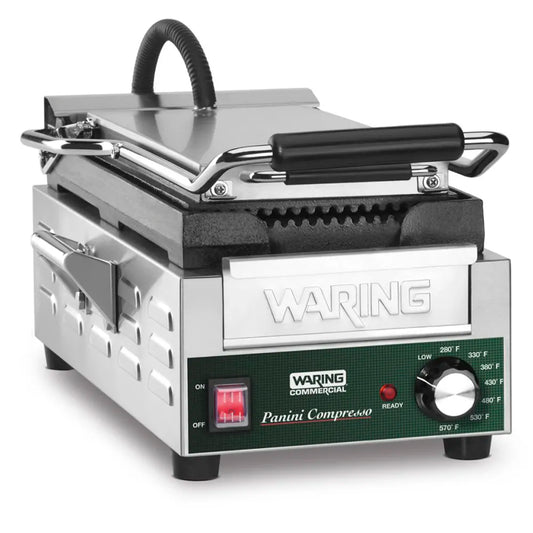 Waring WPG200 Commercial Medium Grooved Panini Grill Head 120V Tabletop Processing Unit