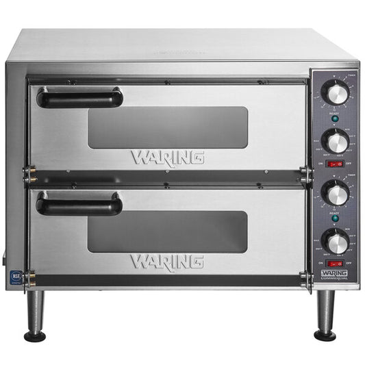 Waring WPO350 Commercial Double-Deck Pizza Oven Head 208V High-Voltage Dual-Chamber Workstation
