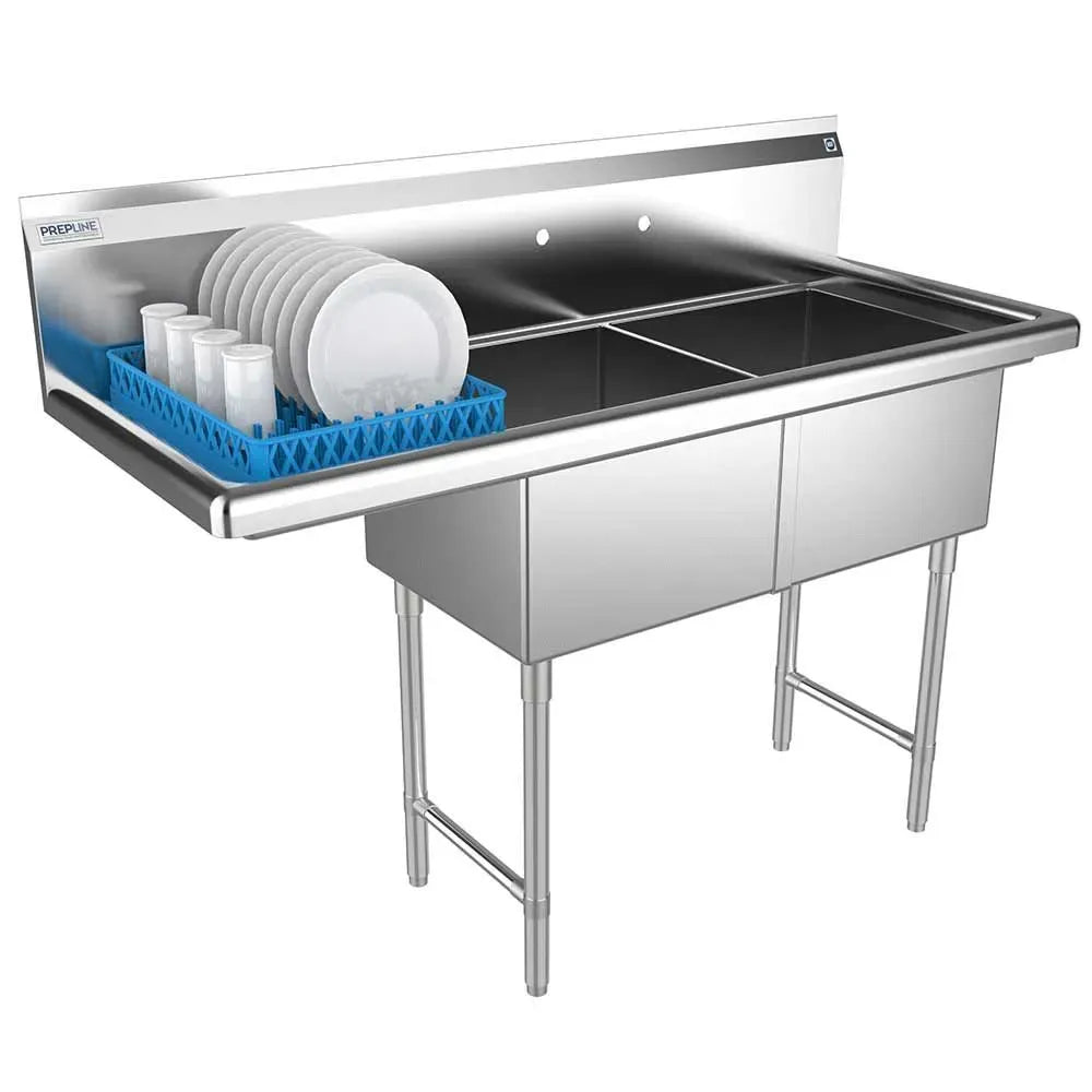 Prepline XS2C-1818-L 18 x 18 Inches Stainless Steel Splash Mount Utility Sink with Left Drainboard