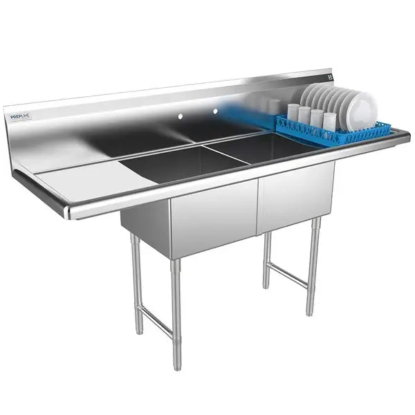 Prepline XS2C-1818-LR 18 x 18 Inches Stainless Steel Splash Mount Utility Sink with Left and Right Drainboards