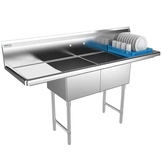 Prepline XS2C-1818-LR 18 x 18 Inches Stainless Steel Splash Mount Utility Sink with Left and Right Drainboards