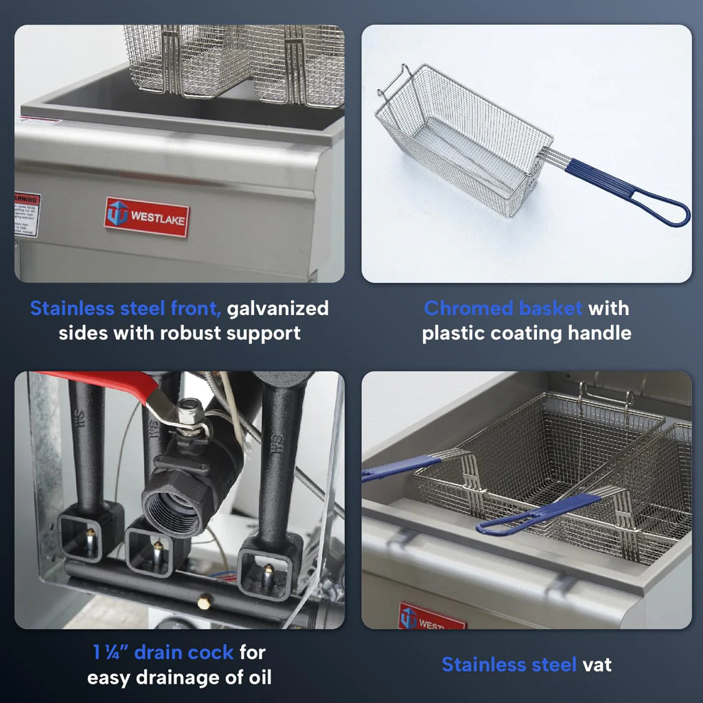 West Lake GF90 Deep Fryer 15.5" 90,000 Btu 40 lb Oil Capacity