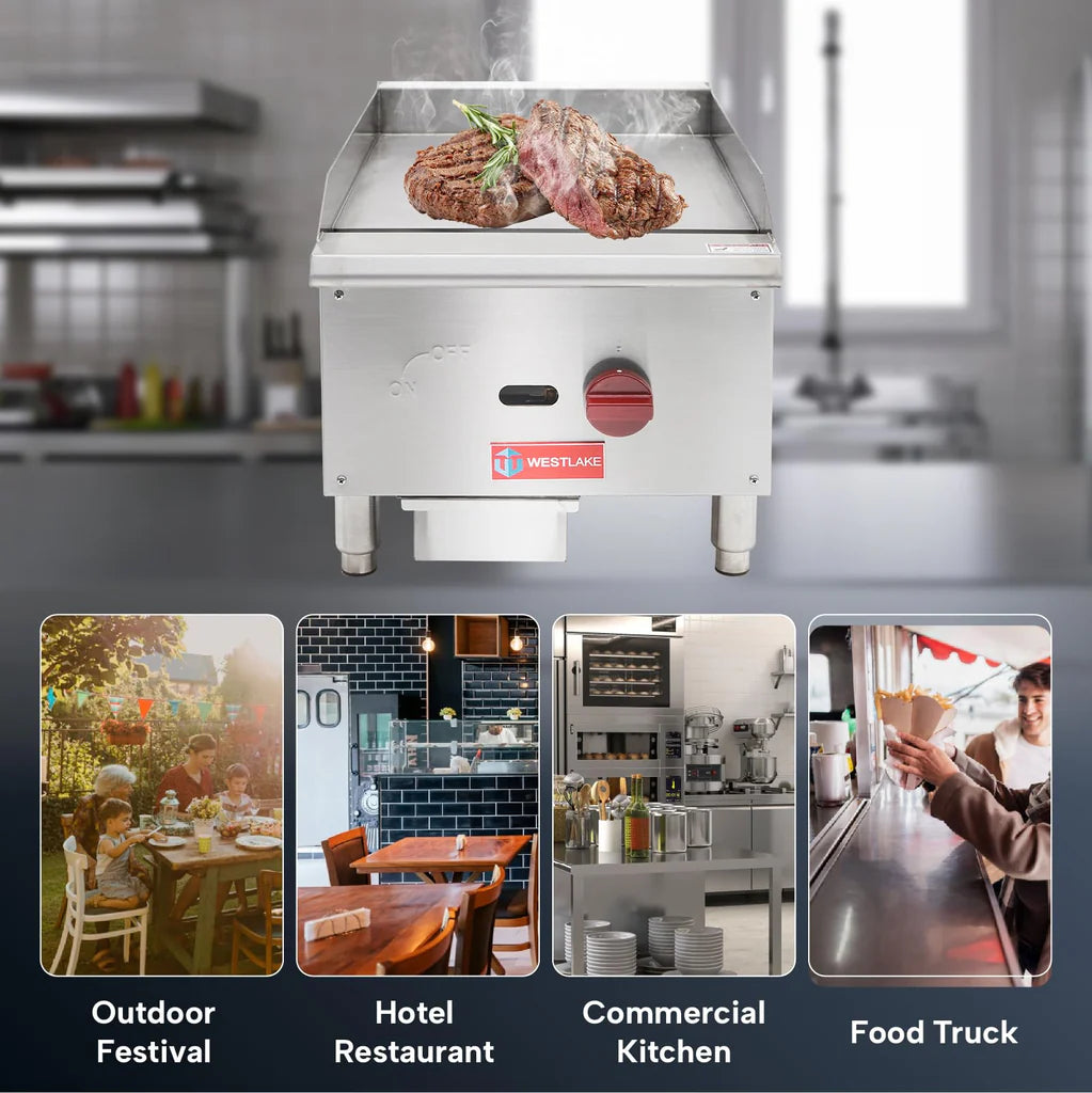 West Lake EGG16S Gas Griddle 15.9" 30,000 Btu