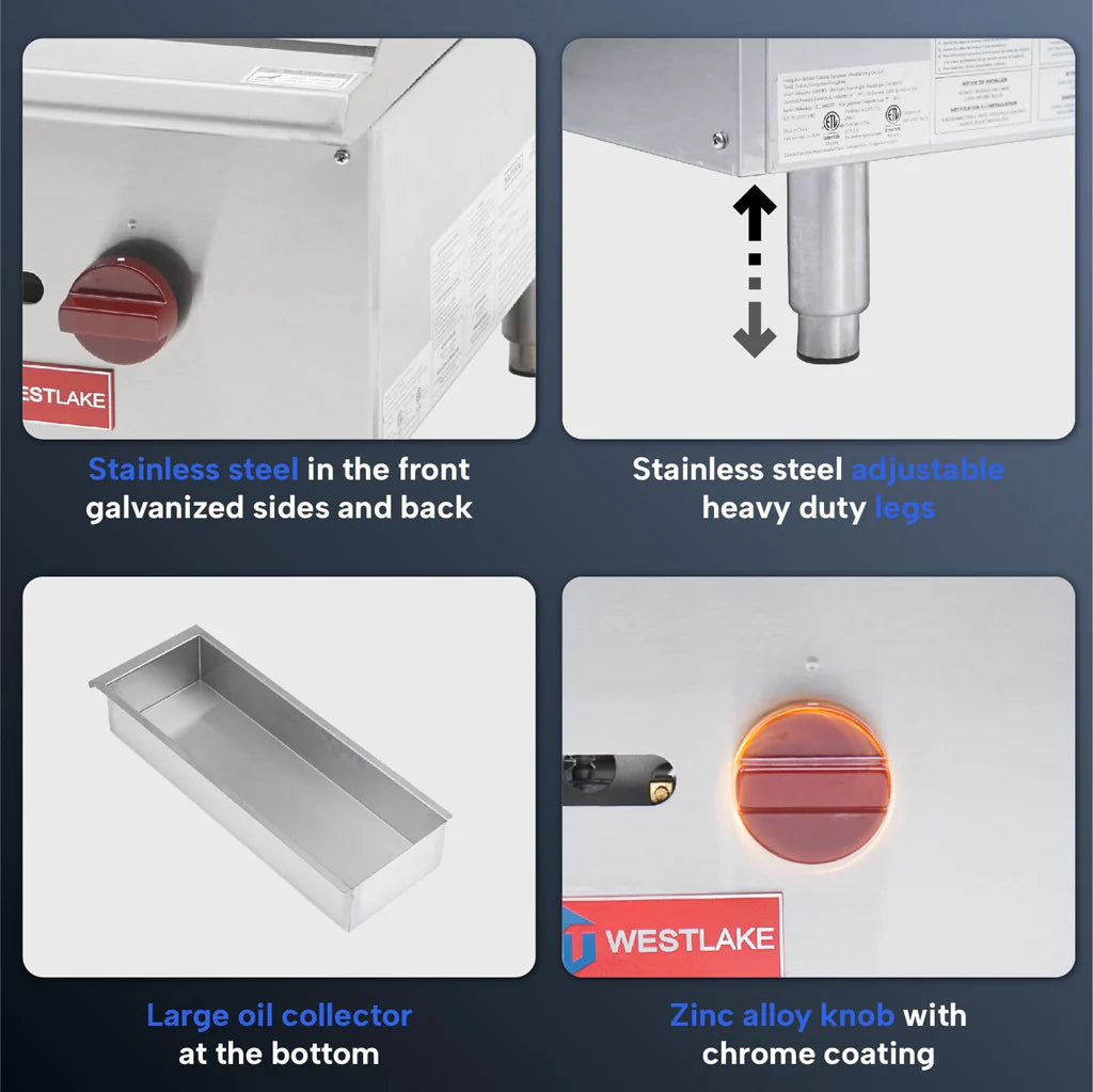 West Lake EGG16S Gas Griddle 15.9" 30,000 Btu