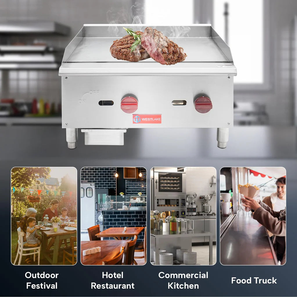 West Lake EGG24S Gas Griddle 23.8" 60,000 Btu