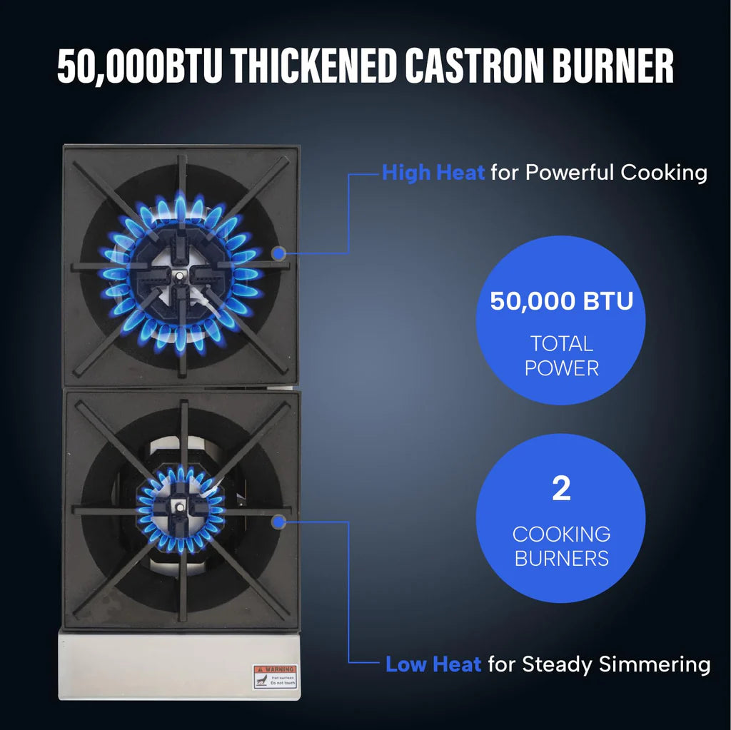 West Lake EHP-2S Gas Countertop Hotplate 11.8" 50,000 Btu 2-Burner