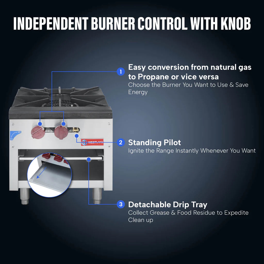 West Lake SP-1M Stock Pot Range 18" 80,000 Btu(NG) 50,000 Btu(LP)