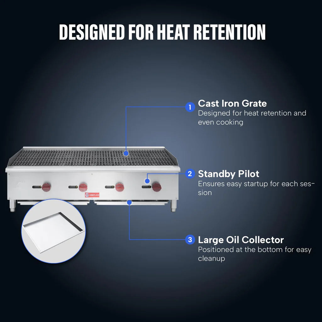 West Lake ECB-48S Gas Radiant Broiler 47.4" 120,000 Btu